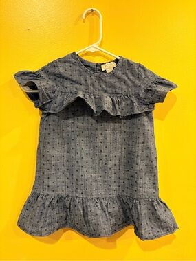 kate spade Blue Dot Chambray Ruffle Dress